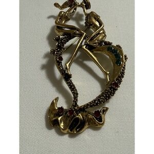 Large Brooch Or Pendant LOVERS SITTING ON A HEART OF LOVE